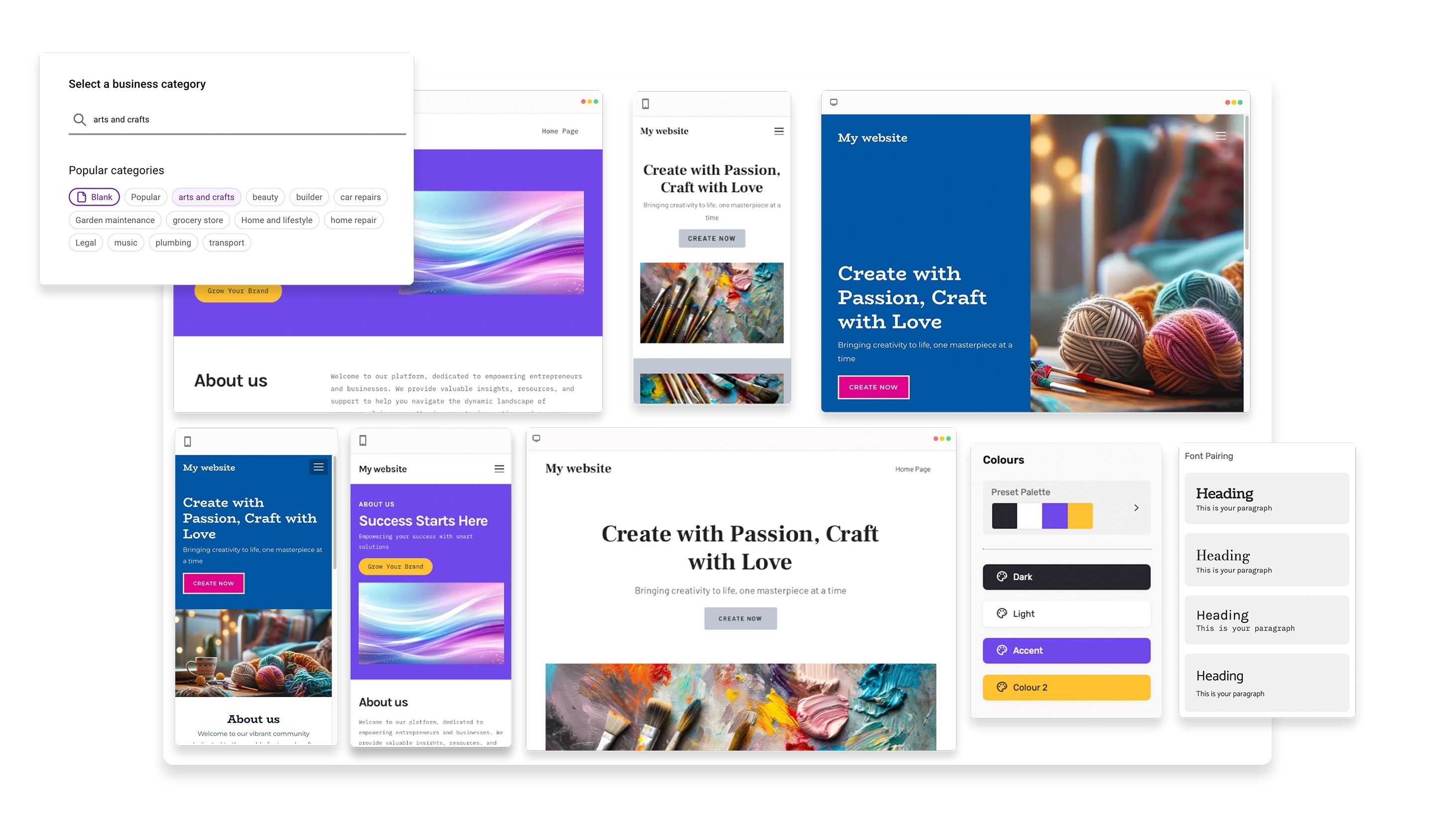 Templates for arts and crafts websites